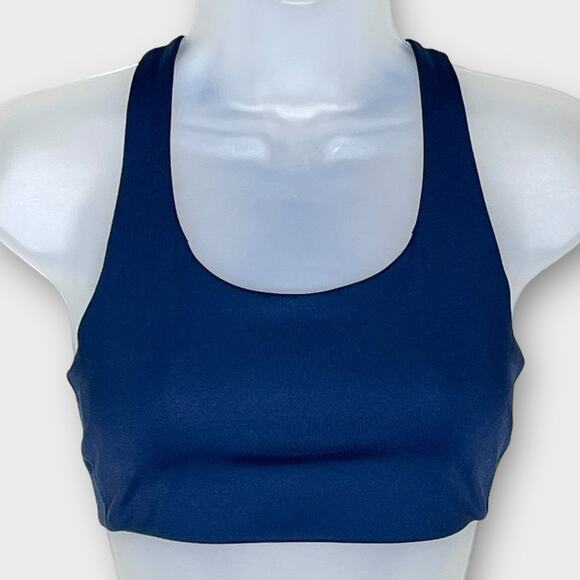 GIRLFRIEND COLLECTIVE navy cross back sports bra size small built in padding - Picture 1 of 3
